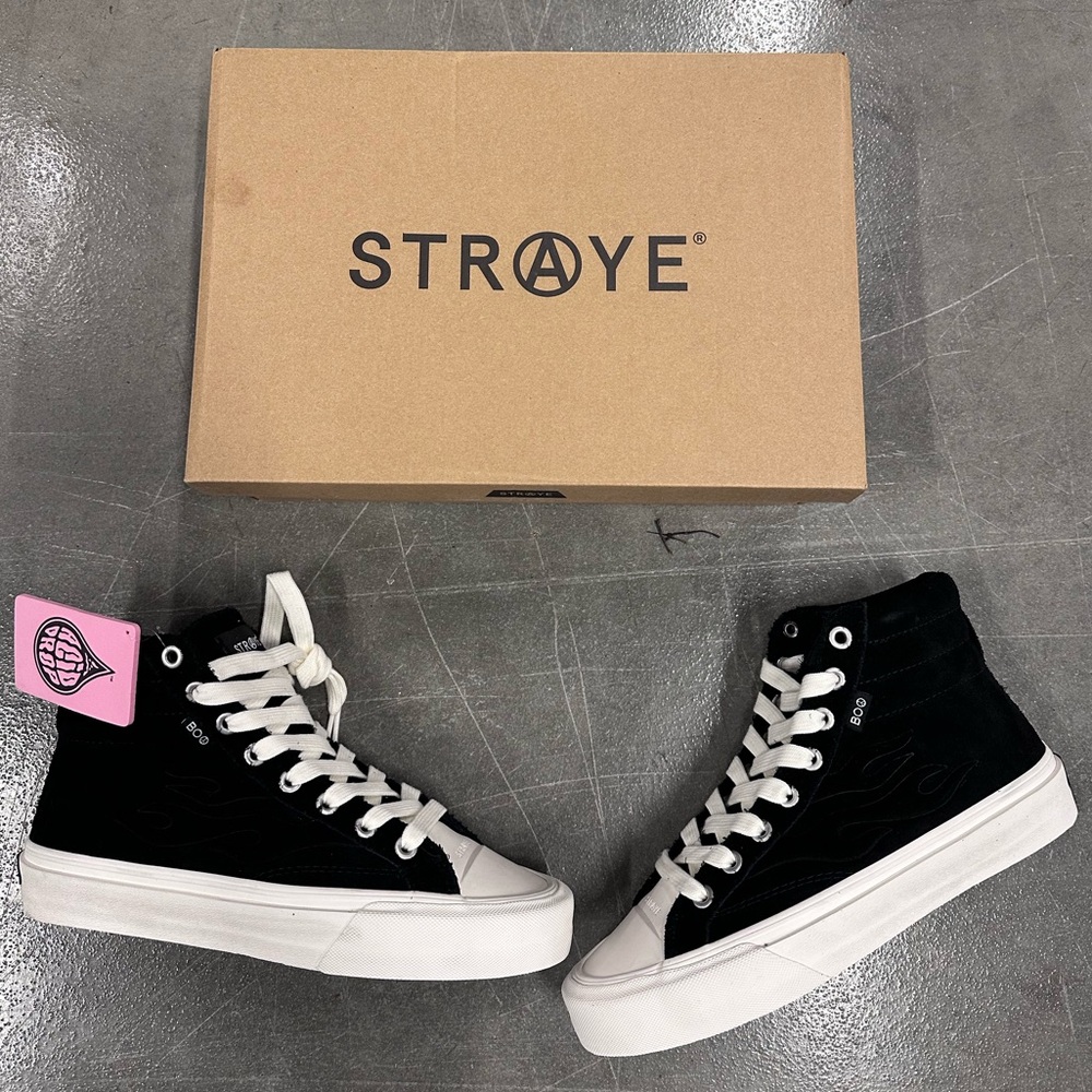 Straye Boo J Venice Black Suede Flame Skate Shoes